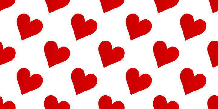 Seamless red hearts icon pattern, repeats vertically and horizontally