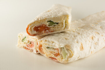 thin flour rolls stuffed with seafood