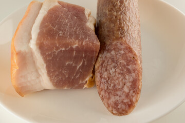 jerky sausage with a piece of meat
