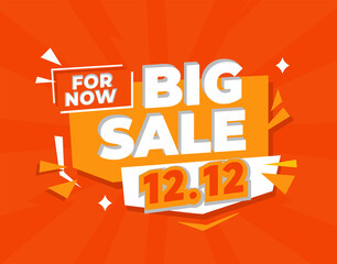big sale 1212 year-end shopping day on orange background. Discount promotion layout banner template design Vector illustration