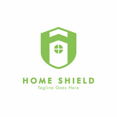 Home Shield Logo Design Vector Concept of Shield combined with H letter and Home