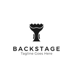 Elegant Backstage Logo Concept  Minimalist. vector Illustration with Dark in backstage booth