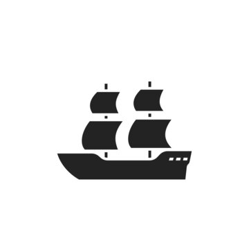 sailing ship icon. antique sea transport for trip