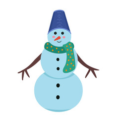 Snowman. Vector Illustration for printing, backgrounds, covers, packaging, greeting cards, posters, stickers, textile, seasonal design. Isolated on white background.