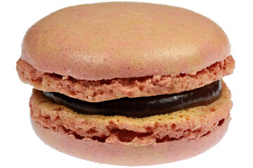 macaron with raspberry flavor isolated on white background