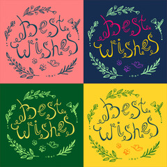 Vector set of square greeting card templates. Lettering 