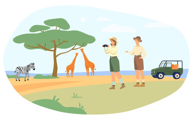 Obraz na płótnie Canvas Safari animals giraffes zebra nature