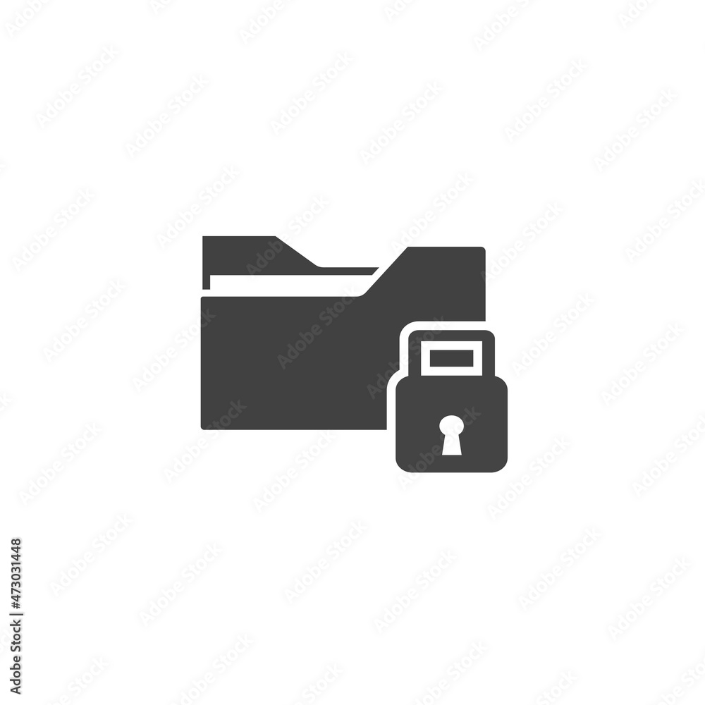 Poster closed directory vector icon. folder and padlock icon on white isolated background.