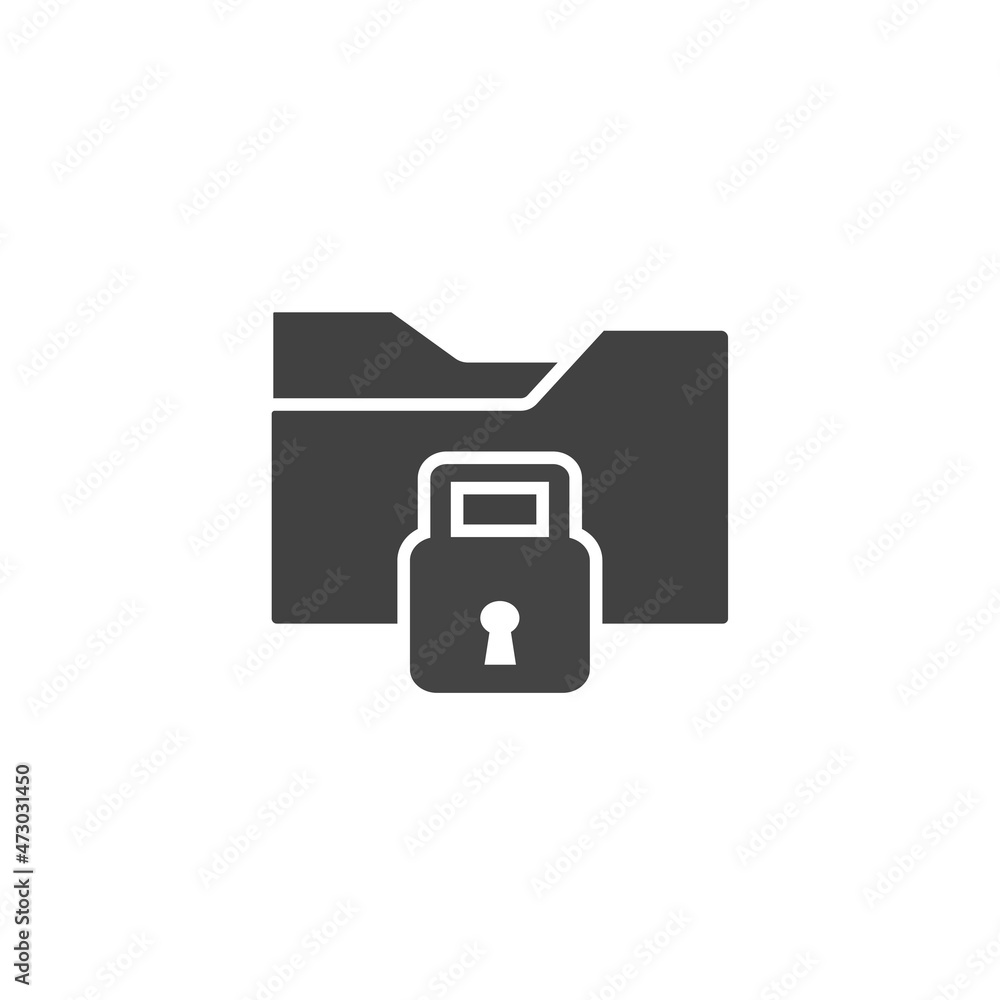 Poster closed directory vector icon. folder and padlock icon on white isolated background.