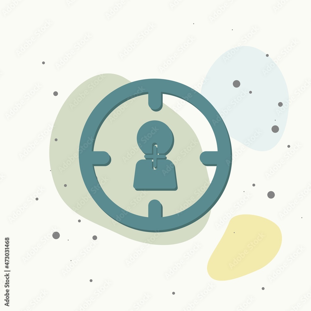 Aufkleber vector icon target on multicolored background.