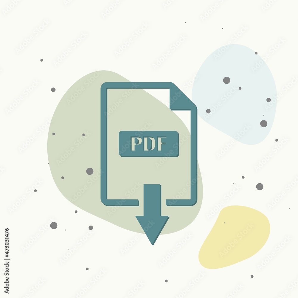 Poster pdf icon. downloads pdf document. vector colored icon on multicolored background.