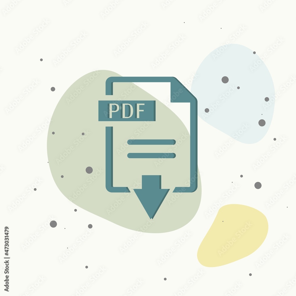 Poster pdf icon. downloads pdf document. vector colored icon on multicolored background.