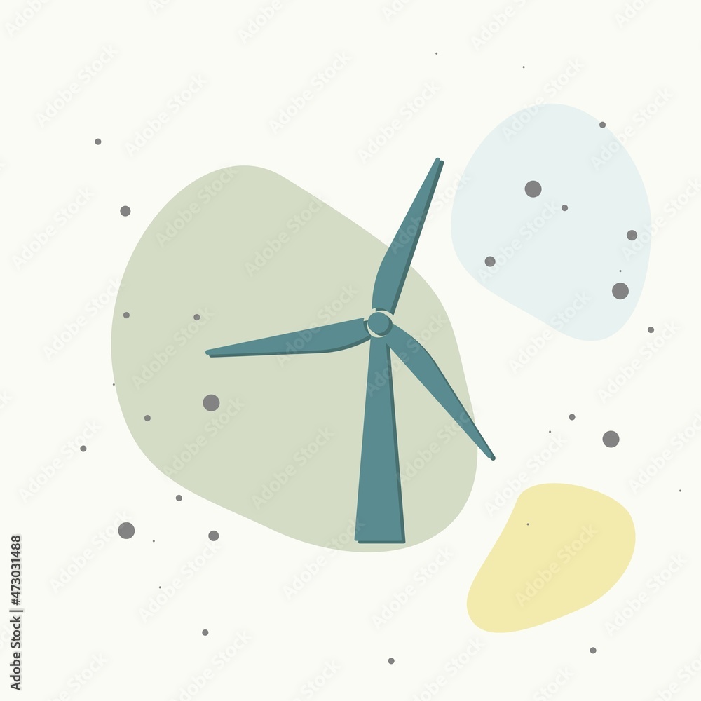 Poster vector windmill icon. power generator on multicolored background.