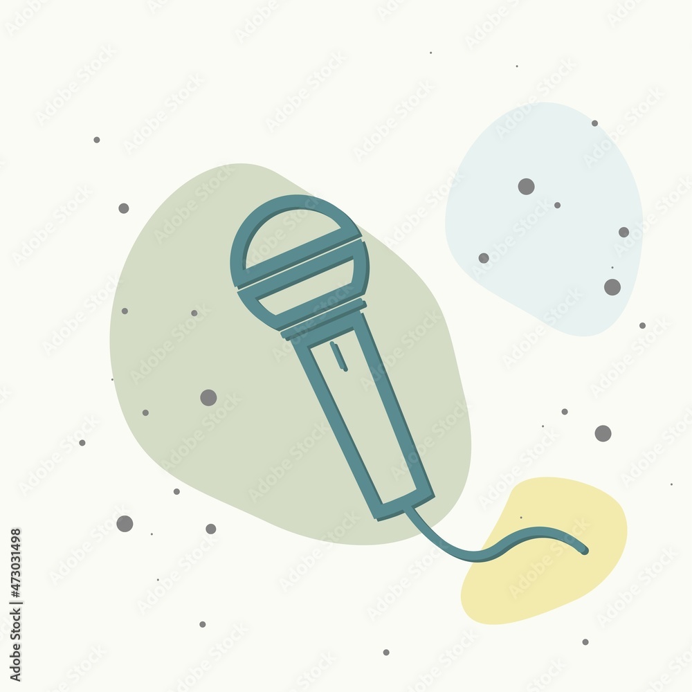 Poster vector image of microphone on multicolored background.