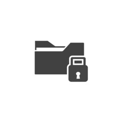 Closed directory vector icon. Folder and padlock icon on white isolated background.