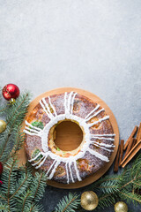 Epiphany cake, Kings cake, Roscon de reyes or Rosca de reyes. Traditional spanish christmas cake.