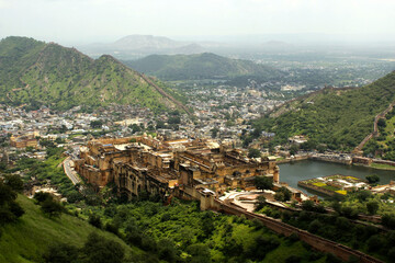 View of Amber Fort from Jaigarh Fort. Jaipur, India 