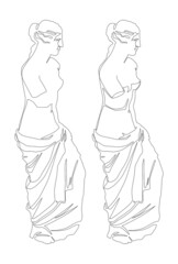 Venus de Milo. Aphrodite from the island of Melos. Continuous line drawing. Vector illustration.