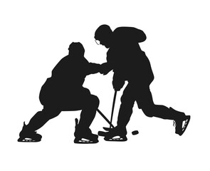 silhouettes of hockey players