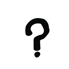 Hand-drawn question mark in black, one element, isolate on a white background