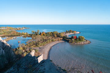 Beautiful view of Scarborough Bluffs on a sunny day in Toronto Ontario Canada