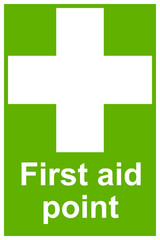 First aid point sign where the First aid box is positioned for use in the event of an accident sign