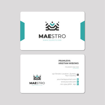 blue white business card