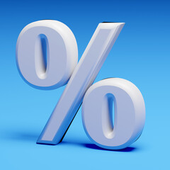 Percentage sign on blue background. Business concept