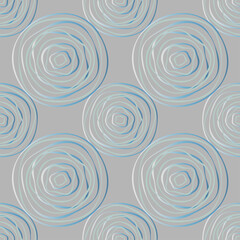 Vector seamless abstract geometric pattern white-blue gradient circles on a graybackground in pastel colors