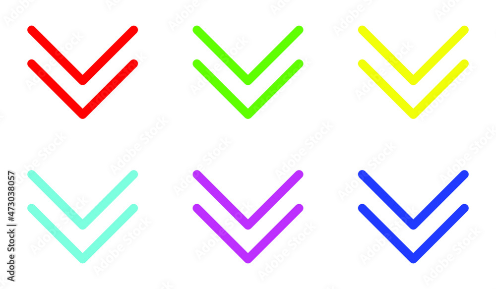 Poster set of colorful double down icon. double down icon illustration isolated vector sign symbol for your