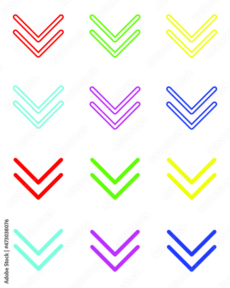 Poster set of colorful double down icon. double down icon illustration isolated vector sign symbol for your