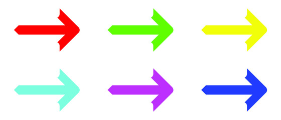 Colorful Right Arrow Vector Icon. Arrow icon illustration isolated vector sign symbol for your project. Right arrow icon design vector on white background