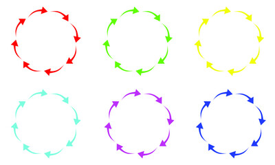 Set of Colorful Curve arrow icon with round or circle. Arrow icon illustration isolated vector sign symbol for your project. Flat design style. Vector illustration on white background