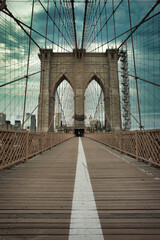 Fototapeta na wymiar New York Brooklyn bridge on autumn or winter