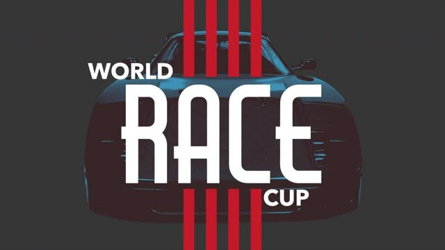 World Race Cup with sport car and red stripes, sport and promo style background
