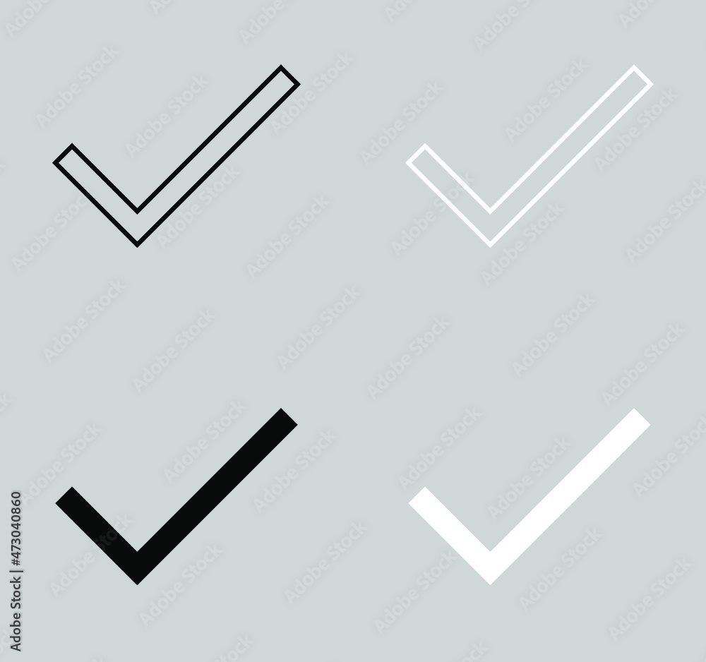Poster set of check mark icon. check mark icon sign symbol. flat design style. vector icon on gray backgrou