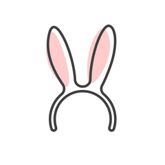 Fototapeta premium Easter bunny ears mask linear icon. Vector illustration isolated on white background. Happy Easter banner.