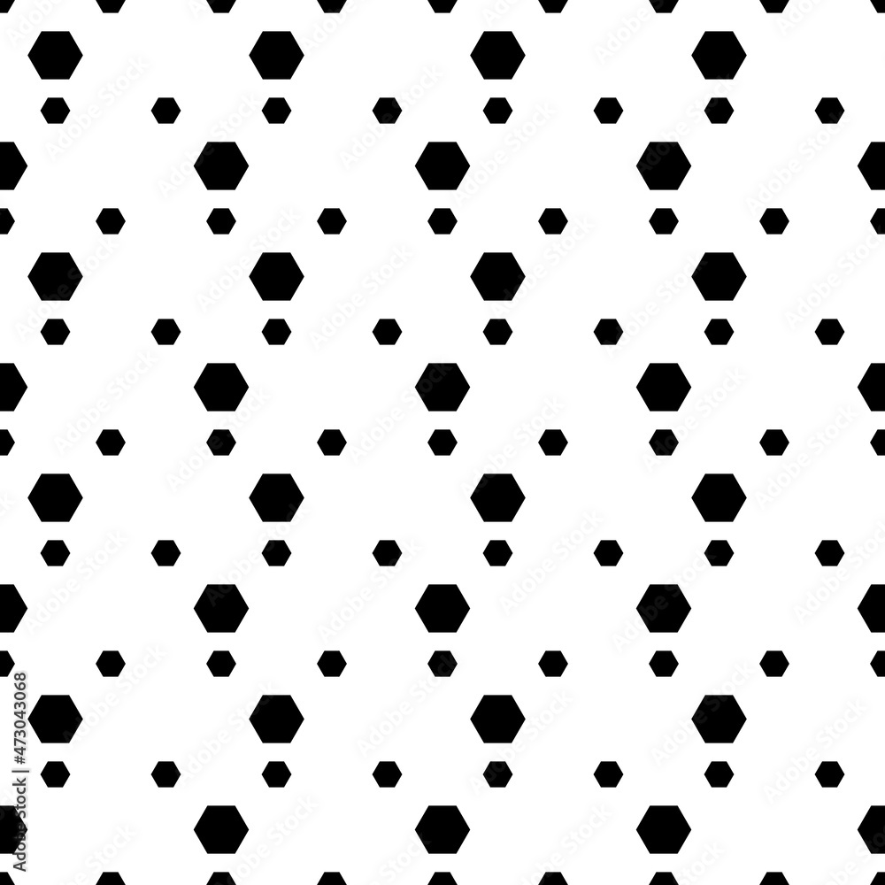 Poster black hexagons on a white background. Vector primitive pattern.
