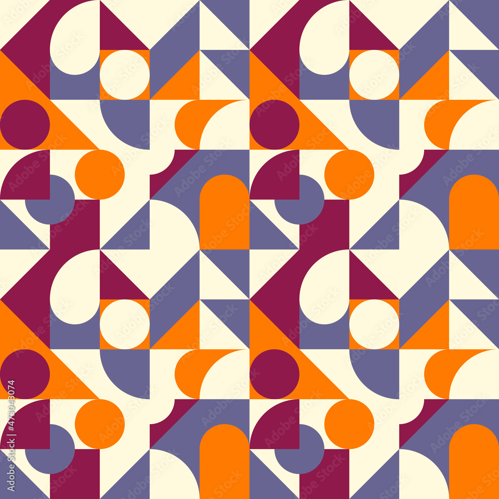Poster Avant-garde geometric shapes. A simple orange and blue combination, a composition of rounded and angular shapes.