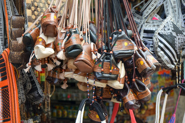 Handmade bags in the market of Dominicana