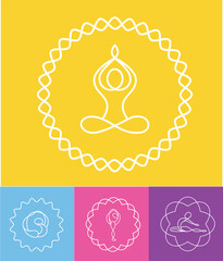 Yoga icons. Vector yoga woman logotypes in line style. Outline design symbols.