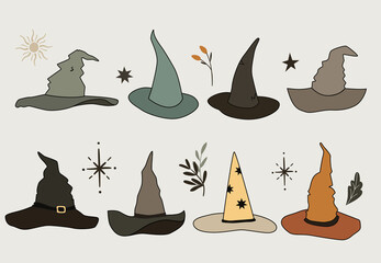 With hats magic boho sat. Vector