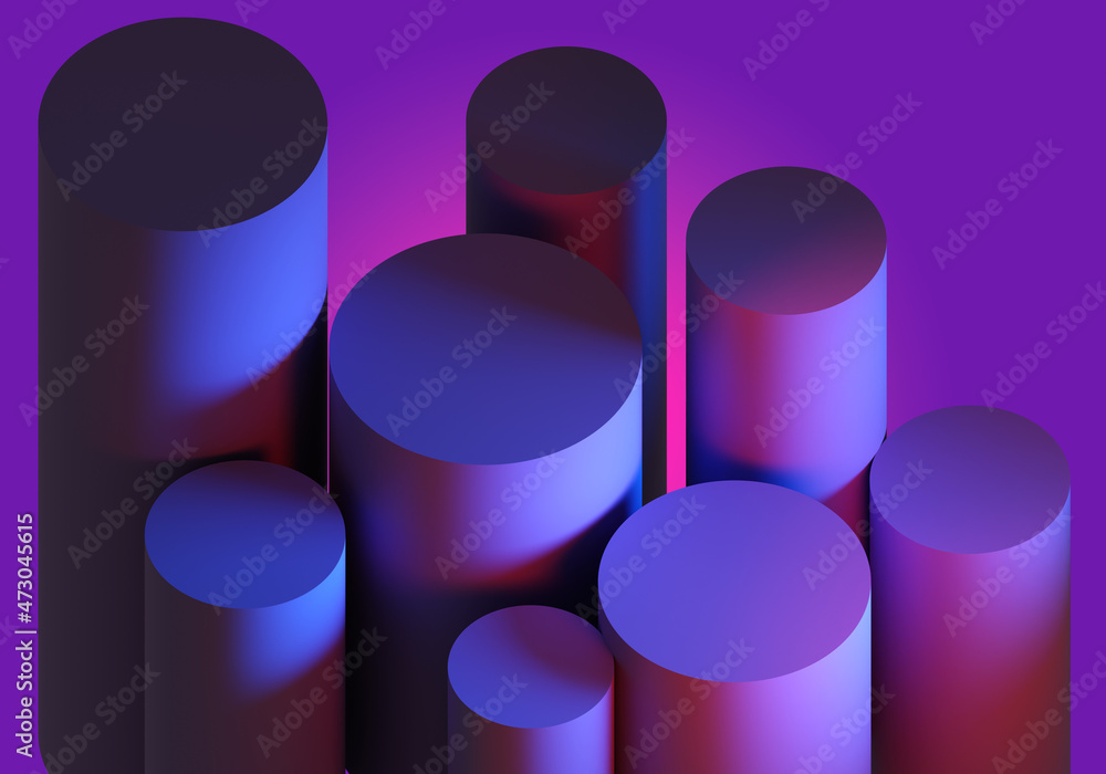 Aufkleber purple background. abstract 3d background. various columns are nearby. geometric pattern. texture wi