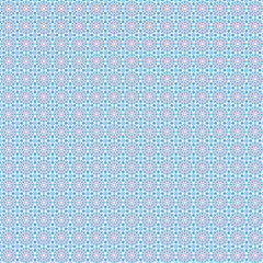 A pattern of floral stylized elements in pastel colors on a white background