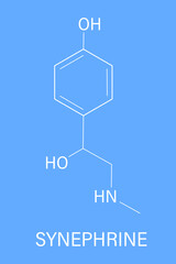 Synephrine herbal stimulant molecule. Present in several Citrus species. Skeletal formula.