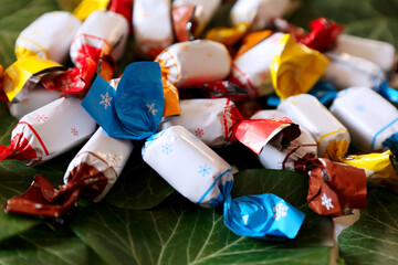 Pile of famous hungarian christmas fondant in christmas market as a background