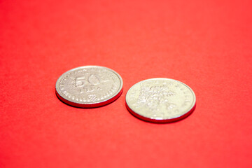 Croatian coins on a red background