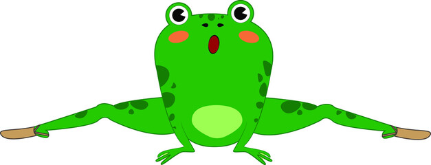 vector illustration of a gymnast frog on a twine. frog ballerina