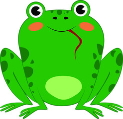vector illustration of a frog sitting and sticking out its tongue