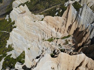 New Zealand, Clay Cliffs are amazing land formations made up of layers of gravel and silt, originally formed by the flow from ancient glaciers over a million years ago.